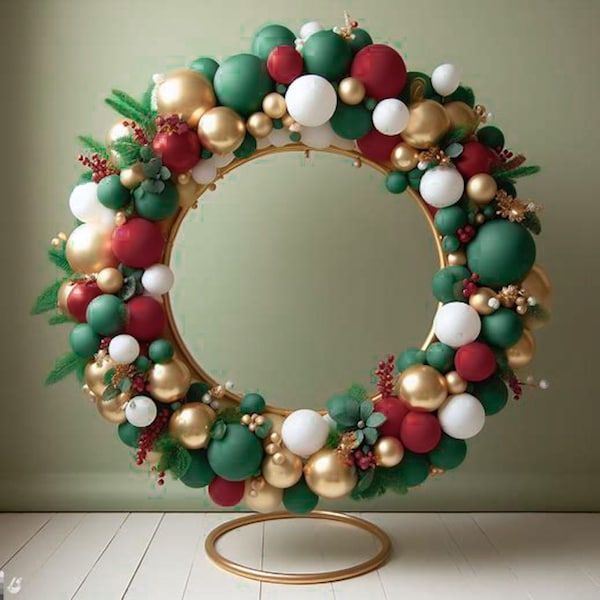 DIY Holiday Red Green Gold Theme Garland Arch Kit / Christmas, New Years, Birthday, Winter Holidays, Red, Gold, White, Evergreen