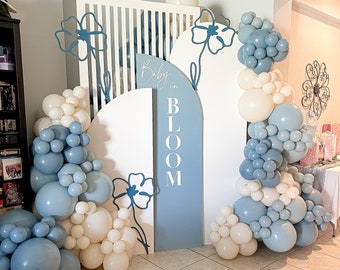 DIY Dusty Blues Balloon Garland Arch Kit / Baby Shower, Blue, White, Birthday, Winter Onederland, Fog, Pastel, Cream,