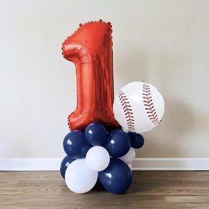 Baseball First Birthday Balloons Tower Bouquet Kit Rookie of the Year Party Decor Boy Sports Latex Mylar