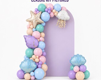 Under The Sea Birthday Balloon Garland Kit DIY Mermaid Party Decor Ocean Pastel Purple Teal Sea Shell Beach