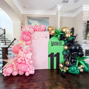Good Witch Bad Witch Birthday Party Decorations Pink Green Party Hat Starburst Pastel Matte Hot Pink Lime Movie Musical