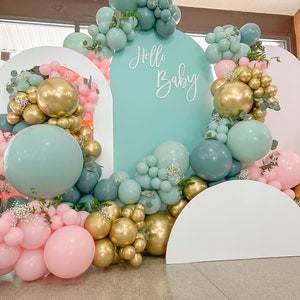 Sage Pink Gold Balloon Garland Baby Shower DIY Arch Kit Birthday Bridal Birthday Decor Eucalyptus Gold Pink Dusty