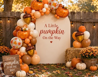 A Little Pumpkin On The Way DIY Kit Party Balloon Garland Arch Baby Shower Decorations Orange Burnt Orange Ivory Caramel Fall Autumn Theme