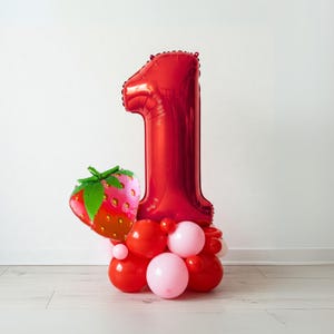 Berry First Birthday Balloon Tower Kit Strawberry Sweet One Two Sweet Berry Baby Shower Fruit Party