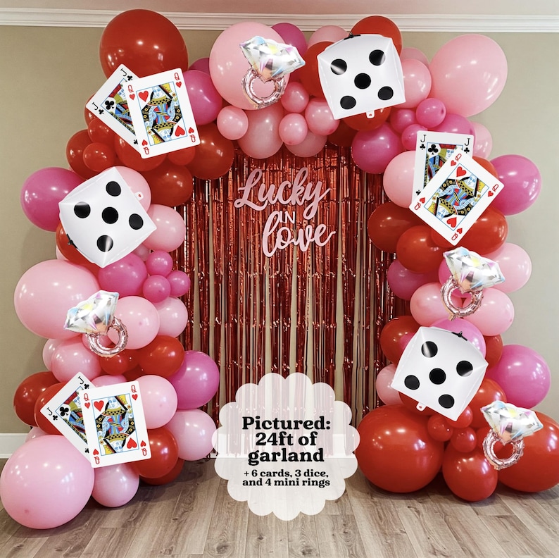 Lucky in Love Balloon Garland – Casino Theme Bridal Shower Decor, Bachelorette Party Balloons, Vegas-Inspired Arch Kit image 1