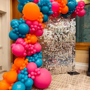 Pink Orange Balloon Garland Kit Blue Balloons Tropical Vibe Hawaiian Party Birthday Summer Theme Bright and Vibrant