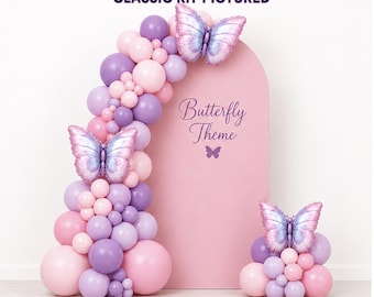 Butterfly Balloon Garland Kit DIY Pink Purple Lilac Butterfly Birthday Baby Shower Spring Garden Party Decor