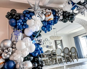 Star Wars Balloon Garland Arch Kit DIY Licensed Anagram Kids Birthday Party Baby Shower Light Saber R2D2 BB8 Costume One With The Force