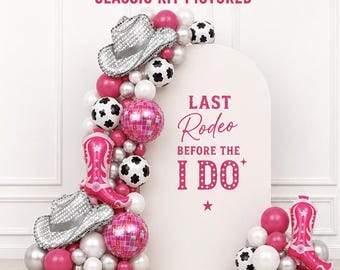 Disco Cowgirl Bachelorette Balloon Garland Kit DIY Last Rodeo Before The I Do Pink Boots