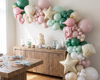 Sea You Soon Ocean Balloon Garland Kit | Sea Breeze Party Balloon Decorations | Seahorse Starfish Seashell DIY Balloon Arch Kit