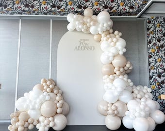 White & Gold Chrome Balloon Garland Arch Kit | 117 Piece Kit | Wedding ...
