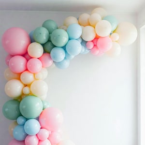 Pastel Rainbow Balloon Garland Arch Kit | Macaroon Pink, Macaroon Blue, Empowermint, Ivory | Baby Shower & Birthday Balloon Decor