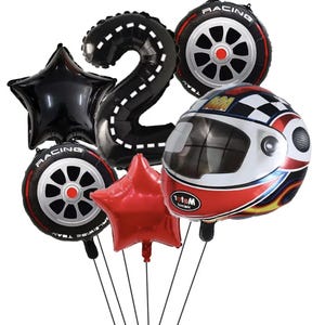Race Car Balloon Bundle Two Fast Balloon Bouquet Race Car Birthday Checker Balloons Racing Party