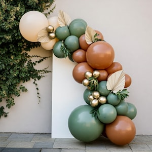 Baby Shower Balloon Arch Sage And Brown Jungle Safari Dino Eucalyptus Woodland Green Eco Friendly Boho Birthday DIY Bearly Wait Garland Kit