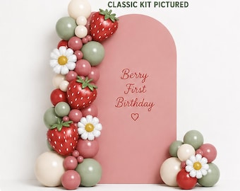 Berry First Birthday Balloon Garland Kit Strawberry Daisy 1st Birthday Girl Party