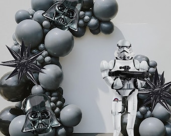 Licensed Character Balloon Bouquet Galactic Party Decor Black White Balloon Kit for Birthday or Movie Night