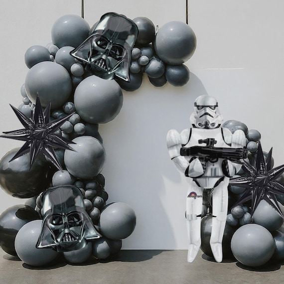 Licensed Character Balloon Bouquet Galactic Party Decor Black White Balloon Kit for Birthday or Movie Night