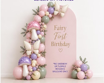 Fairy First Birthday Balloon Garland Kit DIY Pink Purple Mushroom Butterfly Girl Party Spring Decor