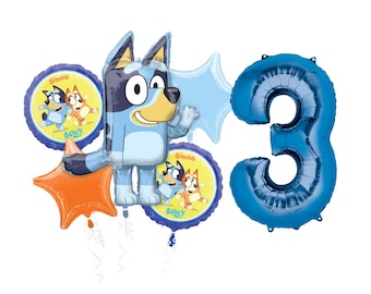 Kit de ramo de globos con licencia, decoración para fiesta temática de cachorros, globos pastel Wackadoo. Incluye globos oficiales de Bluey y Bingo.