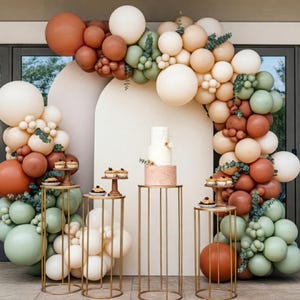 Woodland Baby Shower Balloon Kit Garland Matte DIY Sage Neutral Boho Eucalyptus Forest Rustic Safari Jungle Brown Beige Balloons Greenery