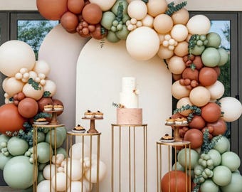 Woodland Baby Shower Balloon Kit Garland Matte DIY Sage Neutral Boho Eucalyptus Forest Rustic Safari Jungle Brown Beige Balloons Greenery