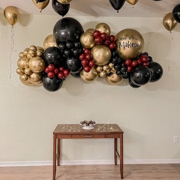 DIY Harry Potter Balloon Garland Arch Kit / Birthday, Halloween, Black, Gold, Red, Muggles, Hogwarts, Hagrid, Hermione