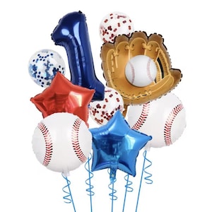 Rookie of the Year Baseball Balloon Bouquet: Red, White & Navy DIY Decor
