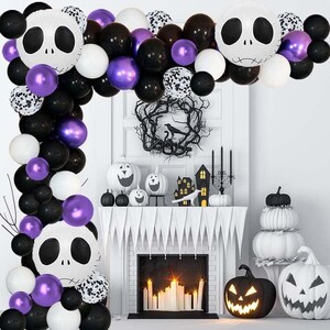 Kit Décoration Halloween 7 Pièces - Guirlandes, Ballons, Drapeaux - Pour Fête Terrifiante à La Maison Ou En Extérieur