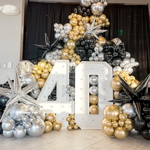 Black Gold Silver Balloon Garland Arch Kit, Birthday, Anniversary, Bridal Shower, New Years Eve, Prom, Graduation, Bachelorette