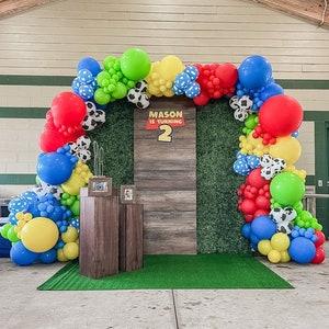 Cowboy-Themed Balloon Garland Kit Red Yellow Blue Party Arch Wild West Clouds Baby Shower or Birthday DecorCloud and Cow Print Party Decor