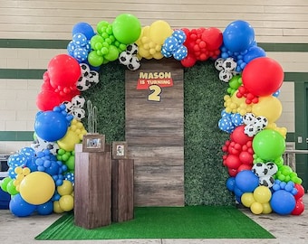 Cowboy-Themed Balloon Garland Kit Red Yellow Blue Party Arch Wild West Clouds Baby Shower or Birthday DecorCloud and Cow Print Party Decor