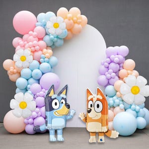 Pastel Puppy Balloon Garland Kit Licensed Balloon Decor Daisy Balloons & Blue Heeler Theme Girl Birthday Arch
