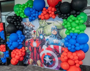 Super Hero Balloon Garland – Comic Birthday Arch Kit for Boys, Red Blue Green Party Decor, City Defender Balloons