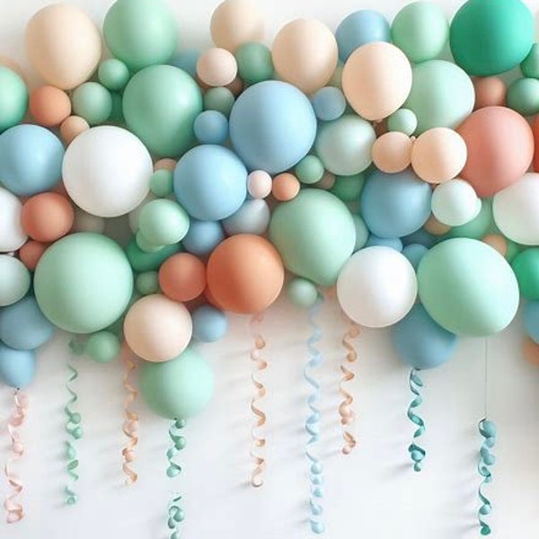 DIY Pastel Dinosaur Theme Garland Arch Kit / Birthday, Baby Shower, Green, White, Blue, Cream, Orange