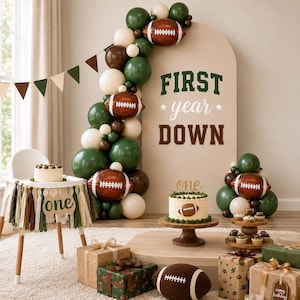 First Year Down Balloon Garland Football Decor Rookie Super Bowl Tailgate 1st Boy Birthday