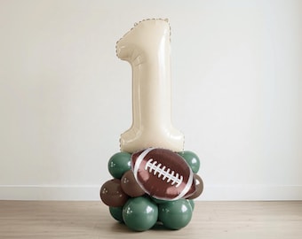 Football Balloon Tower First Year Down Rookie Of The Year Birthday Party Sports Theme