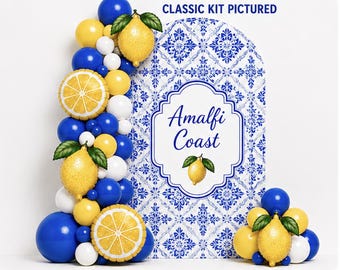 Amalfi Coast Lemon Balloon Garland Kit DIY Italian Summer Blue Yellow Bridal Shower Birthday Party Decor