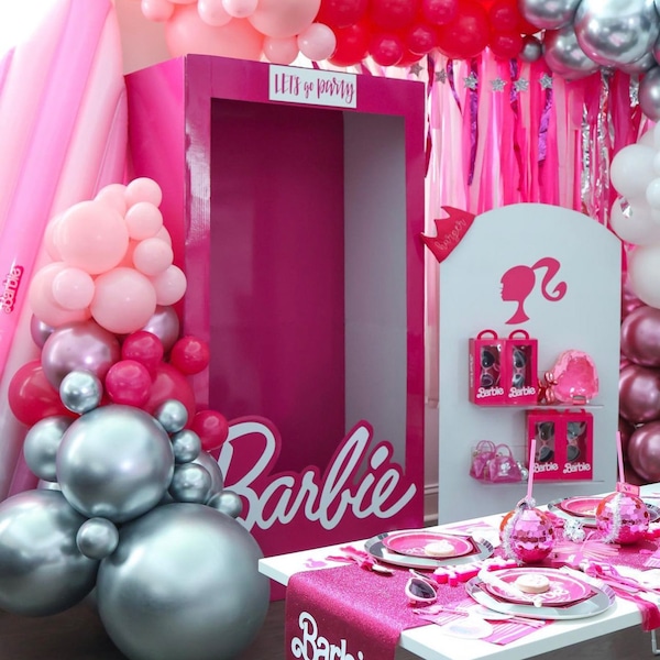 DIY Hot Pink Chrome Balloon Garland Arch Kit / Magenta, Fuchsia, Mirror Pink, Silver, Bachelorette, Princess, Girly Birthday, Doll