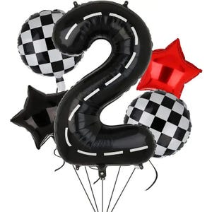 Race Car Balloon Bundle Two Fast Balloon Bouquet Race Car Birthday Checker Balloons Racing Party