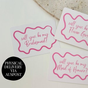 Pink Wavy Bridesmaid Proposal Cards | Will you be my bridesmaid| Bridal Party Proposal, Maid of Honour Proposal Card, Flower Girl,Minimalist
