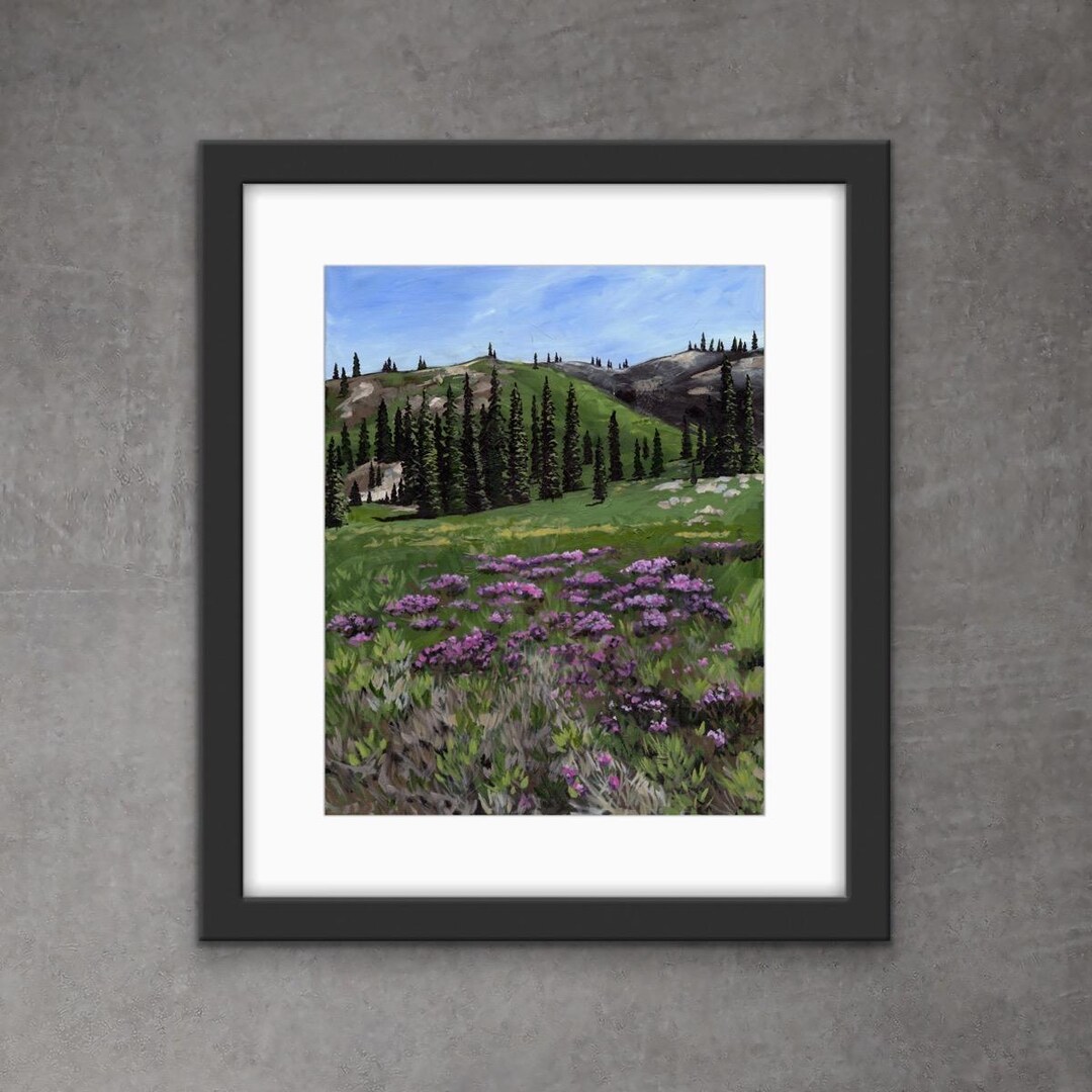 Giclee Archival Print, Mountain Landcape With Purple Wildflowers - Etsy