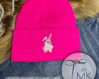 Fluffy Easter Bunny Soft Beanie Fringed Winter Hat