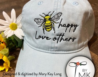 Bee Happy Hat  |  Bee Baseball Cap  |  Bee Lover Gift  |  Bee Happy Love Others