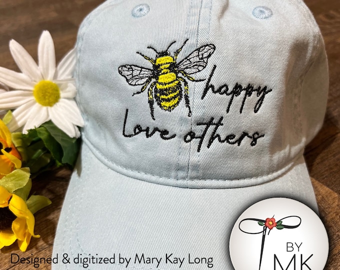 Bee Happy Hat  |  Bee Baseball Cap  |  Bee Lover Gift  |  Bee Happy Love Others
