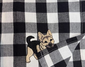 German Shepherd Puppy Plaid Kitchen Towel