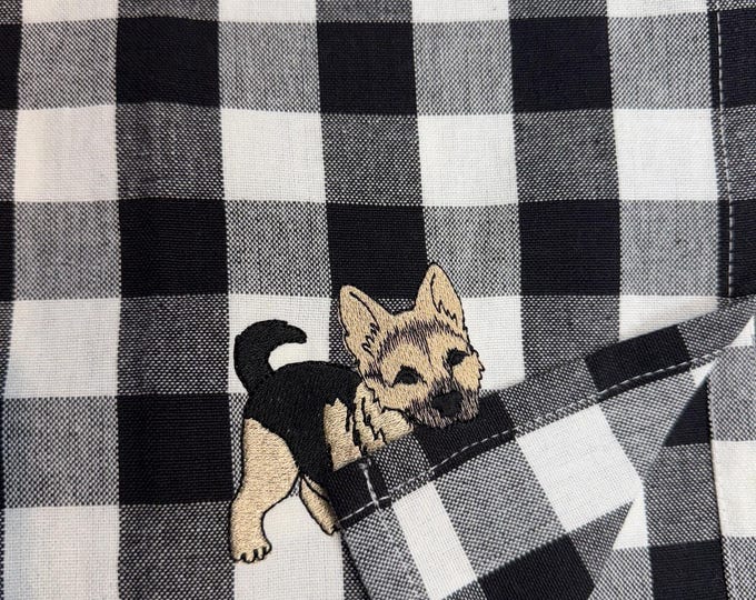 German Shepherd Puppy Plaid Kitchen Towel