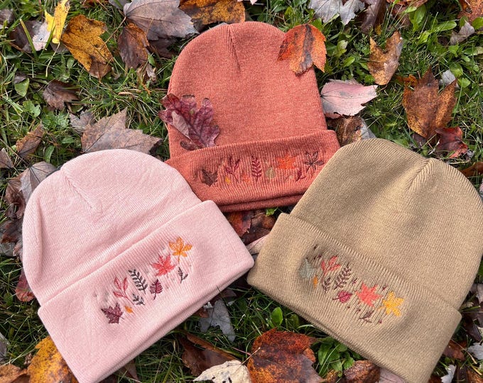 Autumn Leaf Soft Beanie Winter Knit Fall Hat Gift