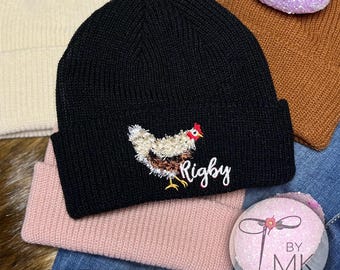 Toddler & Baby Fluffy Chicken Beanie Custom Name
