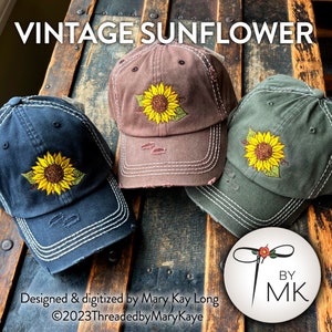 Sunflower Vintage Style Hat Sunflower Gift