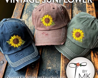 Sunflower Vintage Style Hat Sunflower Gift